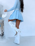 Pleated shorts + double belt J72 - LIGHT BLUE